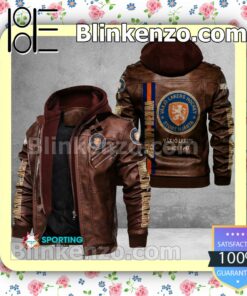 Vaxjo Lakers Logo Print Motorcycle Leather Jacket a