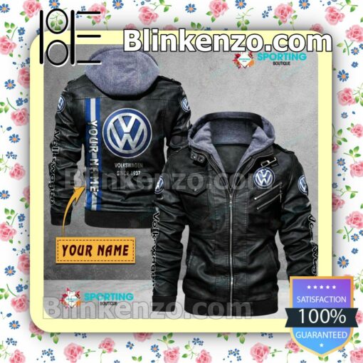 Volkswagen Custom Logo Print Motorcycle Leather Jacket