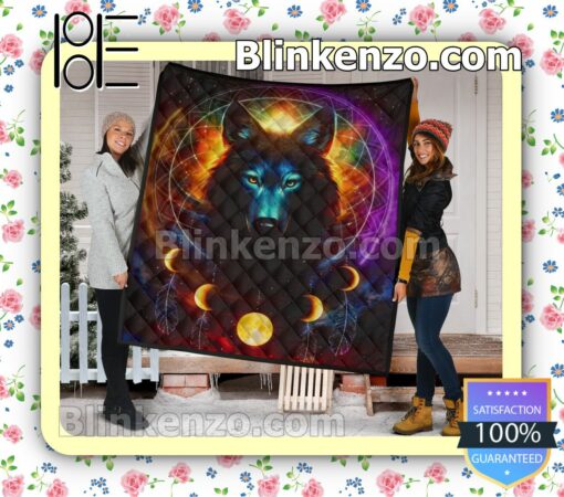Wolf Dream Catcher Moon Galaxy Blanket for Bedding Sofa and Travel a