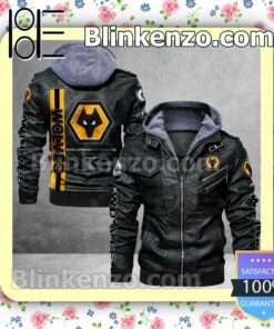 Wolverhampton Wanderers F.C Logo Print Motorcycle Leather Jacket