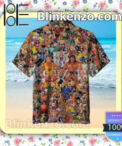 Wrestling Character Collage Art Men Short Sleeve Shirts a