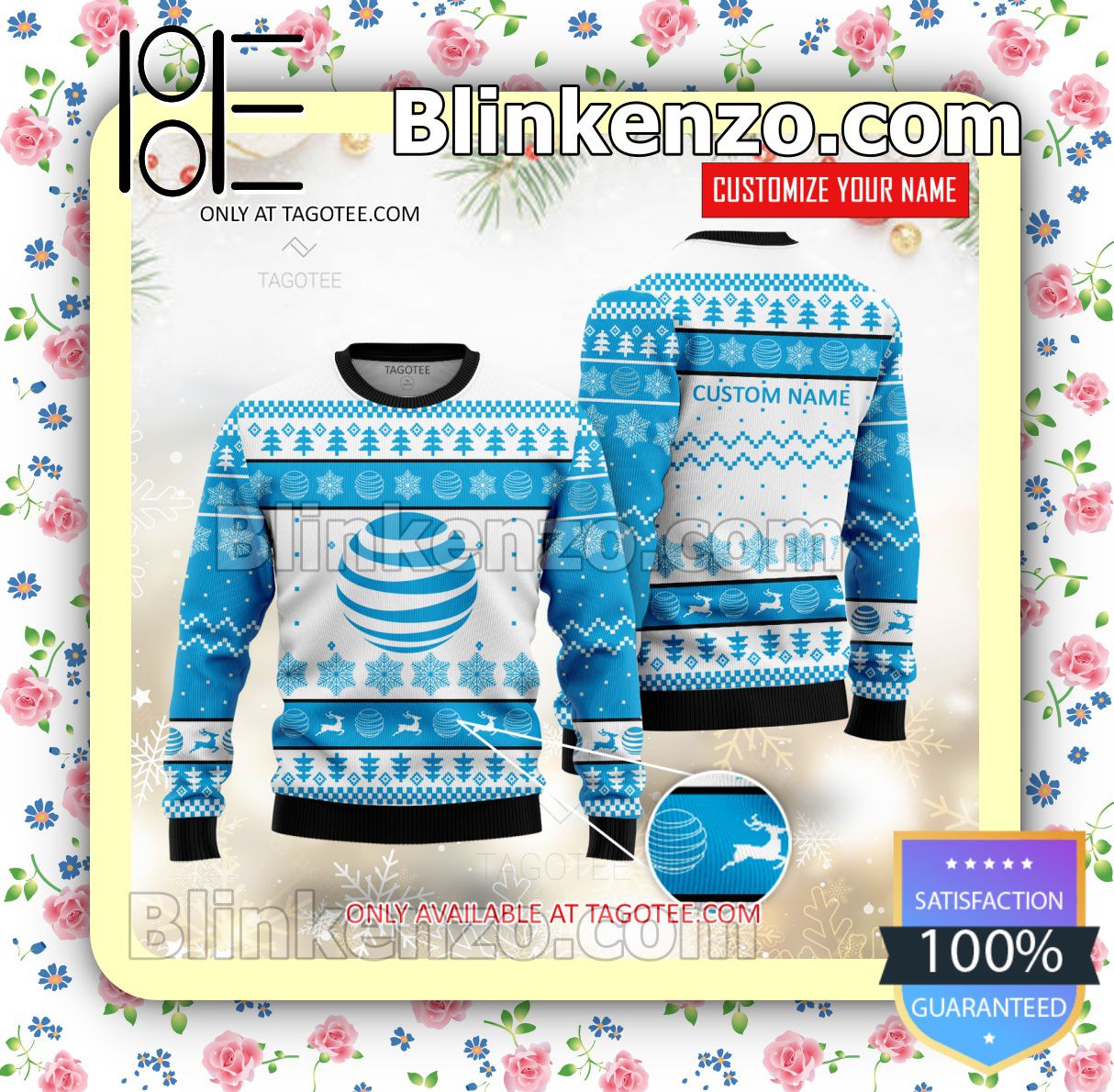 AT&T Brand Print Christmas Sweater