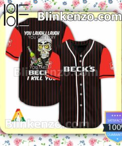 Achmed Take My Beck's Beer I Kill You You Laugh I Laugh Short Sleeve Plain Button Down Baseball Jersey Team