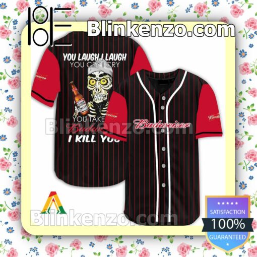 Achmed Take My Budweiser I Kill You You Laugh I Laugh Short Sleeve Plain Button Down Baseball Jersey Team