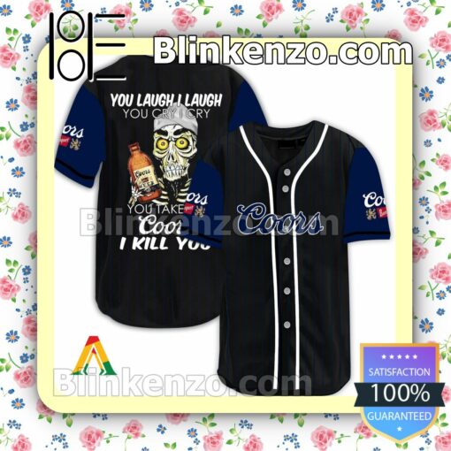 Achmed Take My Coors Banquet I Kill You You Laugh I Laugh Short Sleeve Plain Button Down Baseball Jersey Team