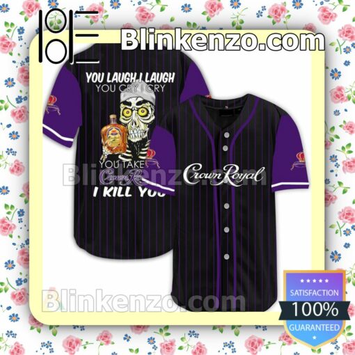 Achmed Take My Crown Royal I Kill You You Laugh I Laugh Short Sleeve Plain Button Down Baseball Jersey Team