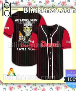 Achmed Take My Duvel Beer I Kill You You Laugh I Laugh Short Sleeve Plain Button Down Baseball Jersey Team