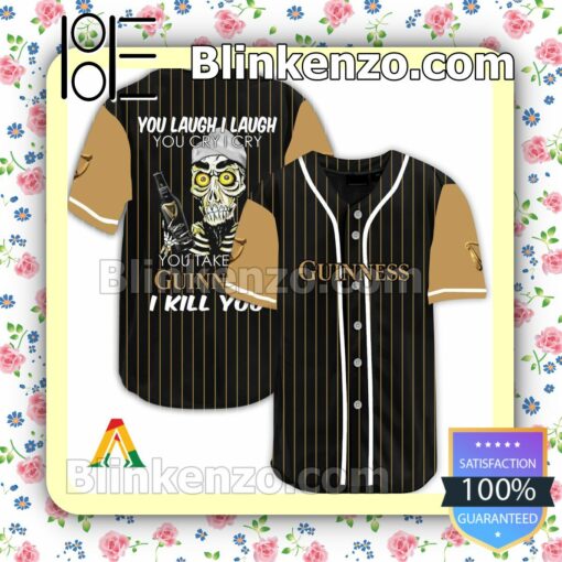 Achmed Take My Guinness Beer I Kill You You Laugh I Laugh Short Sleeve Plain Button Down Baseball Jersey Team