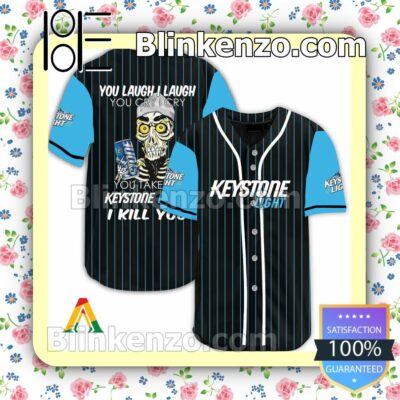 Achmed Take My Keystone Light I Kill You You Laugh I Laugh Short Sleeve Plain Button Down Baseball Jersey Team