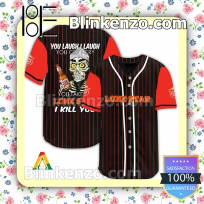 Achmed Take My Lone Star Beer I Kill You You Laugh I Laugh Short Sleeve Plain Button Down Baseball Jersey Team