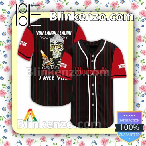 Achmed Take My Rheingold Beer I Kill You You Laugh I Laugh Short Sleeve Plain Button Down Baseball Jersey Team