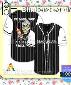 Achmed Take My The Macallan Whiskey I Kill You You Laugh I Laugh Short Sleeve Plain Button Down Baseball Jersey Team