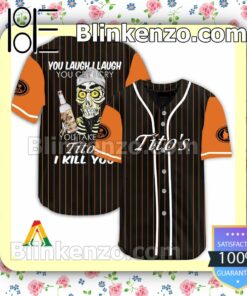 Achmed Take My Tito's Vodka I Kill You You Laugh I Laugh Short Sleeve Plain Button Down Baseball Jersey Team
