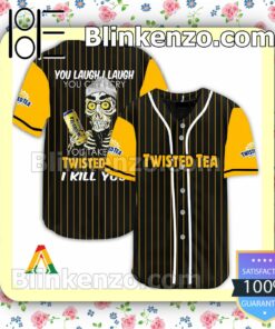 Achmed Take My Twisted Tea I Kill You You Laugh I Laugh Short Sleeve Plain Button Down Baseball Jersey Team