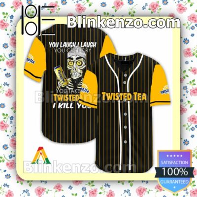 Achmed Take My Twisted Tea I Kill You You Laugh I Laugh Short Sleeve Plain Button Down Baseball Jersey Team