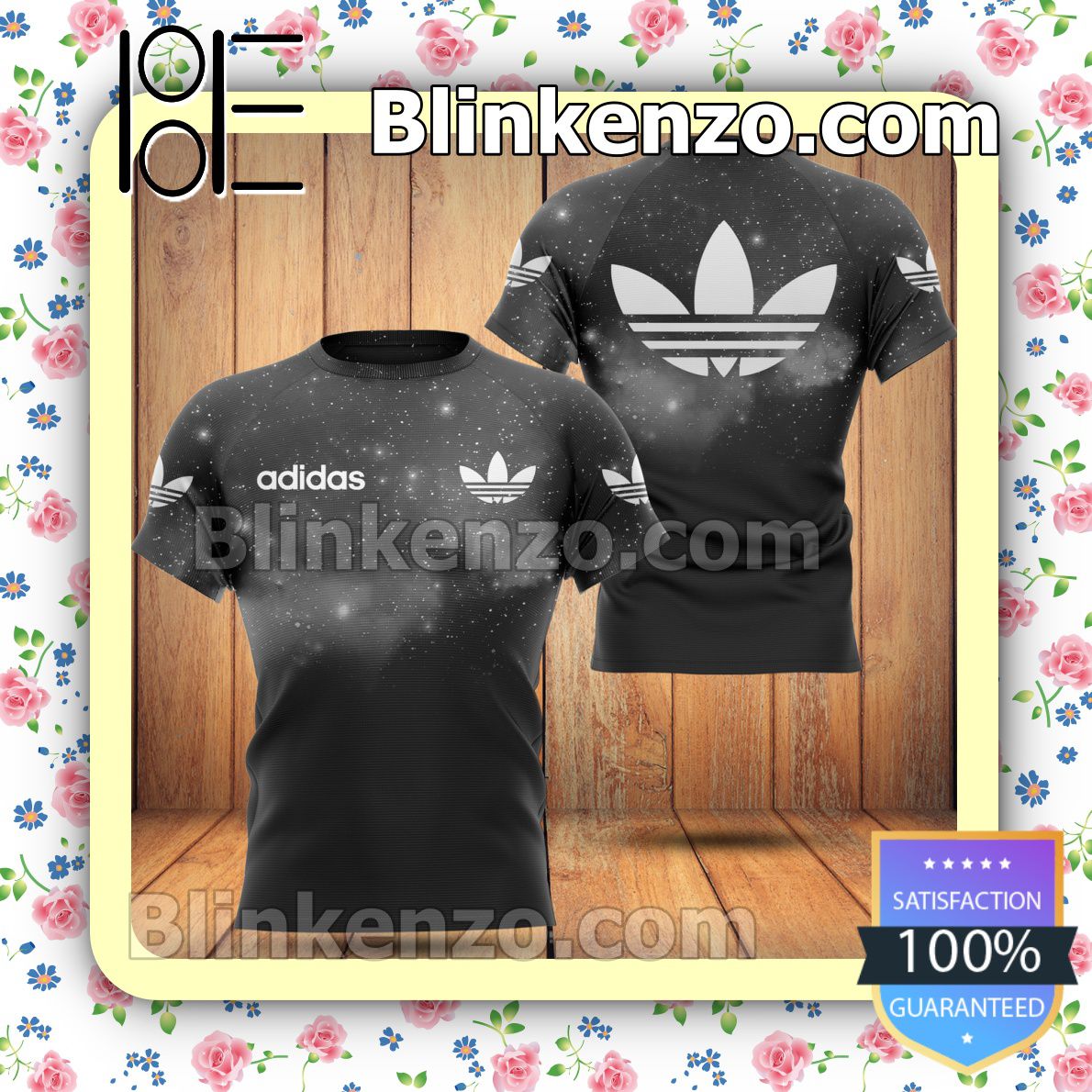Adidas Black And Grey Galaxy Gradient Brand Crewneck Tee