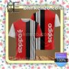 Adidas Black And Red With White Vertical Stripes Brand Crewneck Tee
