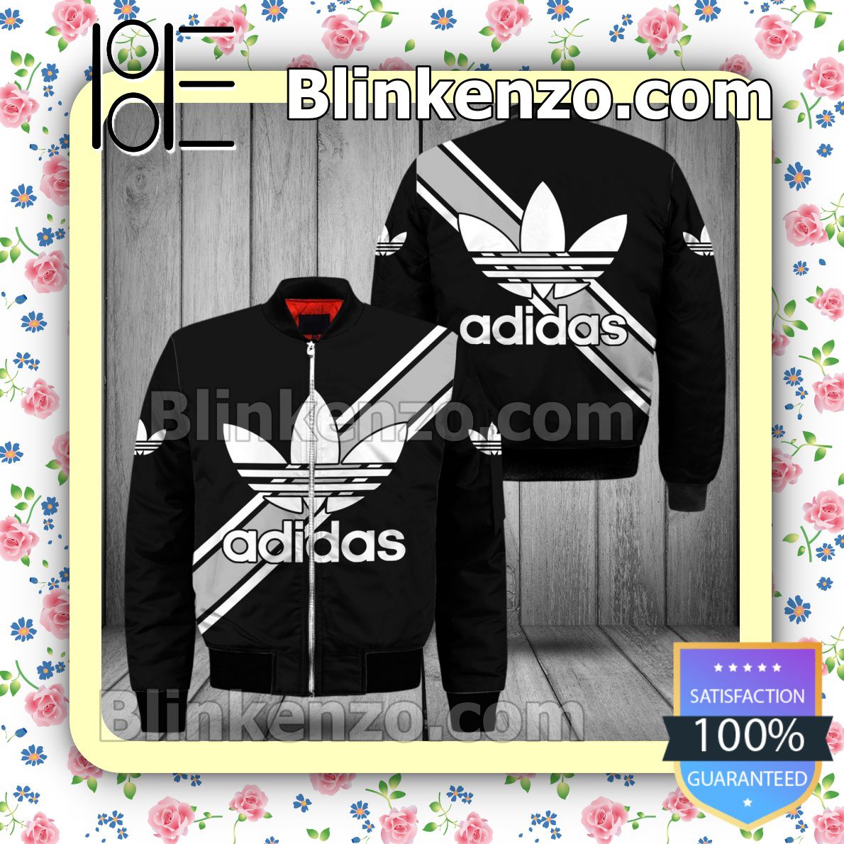 Adidas Brand Logo On Diagonal Stripes Military Jacket Sportwear
