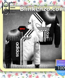 Adidas Halftone Abstract Black And White Circle Military Jacket Sportwear