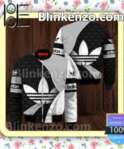 Adidas Logo Full Print Curves Black White Grey Military Jacket Sportwear