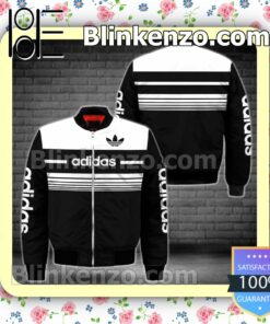 Adidas Luxury Black With White Horizontal Stripes Military Jacket Sportwear