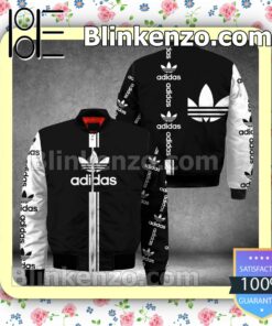Adidas Luxury Brand Name And Logo Black Mix White Military Jacket Sportwear