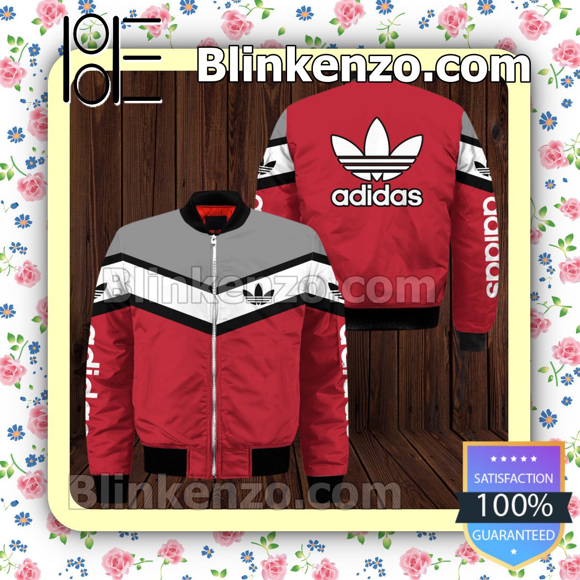 Adidas Luxury Brand Red Mix Colors Military Jacket Sportwear