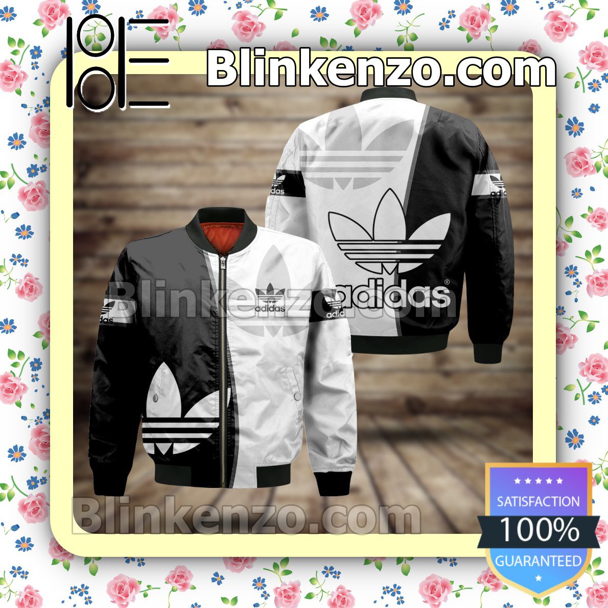 Adidas Luxury Half White Half Black Military Jacket Sportwear