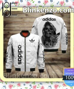 Adidas Skull Holding Logo White Military Jacket Sportwear