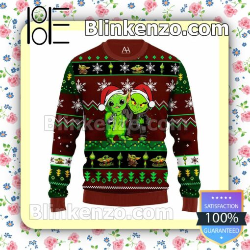 Baby Yoda And Grinch Friend Christmas Pullover Sweaters