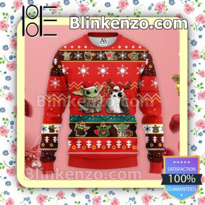Baby Yoda And Owl Christmas Pullover Sweaters