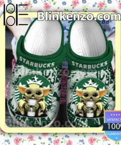 Baby Yoda With Starbucks Clogs