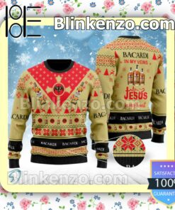 Bacardi Rum In My Veins Jesus In My Heart Christmas Pullover Sweaters