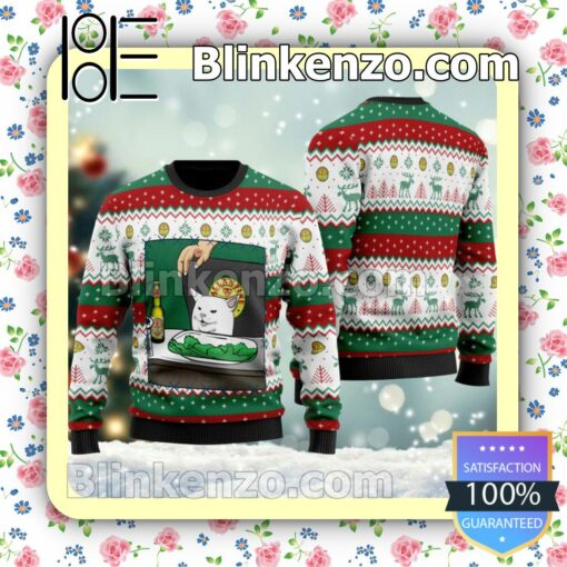 Ballantine Beer Cat Meme Christmas Pullover Sweaters
