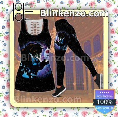 Beauty And The Beast Love Doesn't Need To Be Perfect Black Galaxy Women Tank Top Pant Set