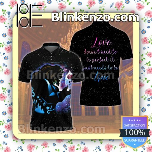 Beauty And The Beast Love Doesn't Need To Be Perfect Black Galaxy Women Tank Top Pant Set b