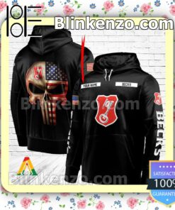 Becks Beer Punisher Skull USA Flag Hoodie Shirt