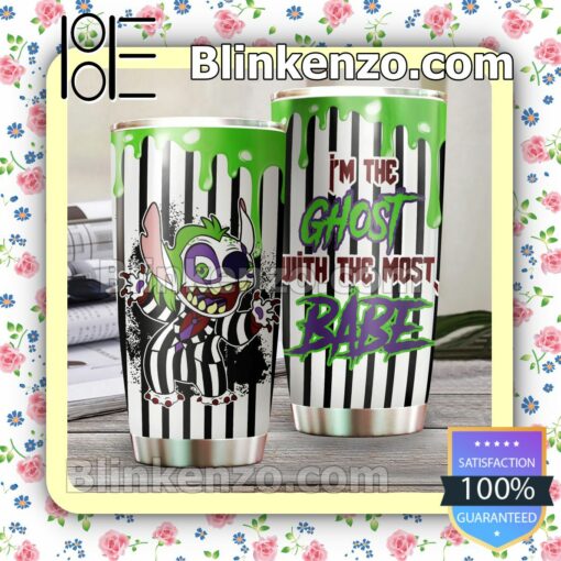 Beetlejuice Stitch I'm The Ghost With The Most Babe Travel Mug