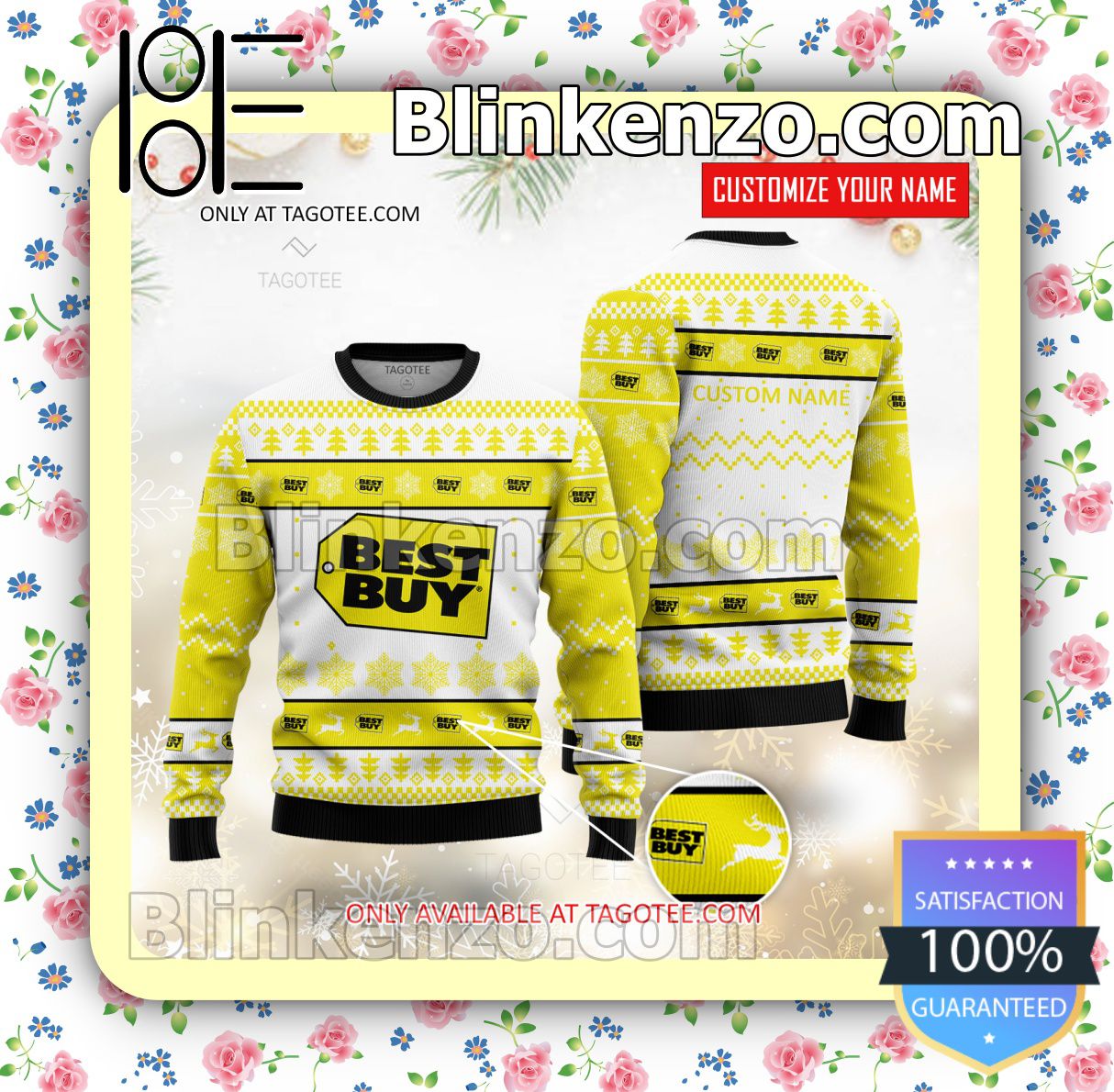 Best Buy Brand Print Christmas Sweater