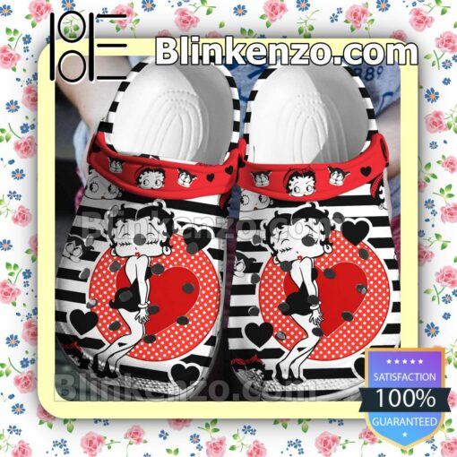 Betty Boop Black And White Stripes Halloween Clogs