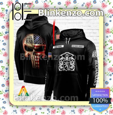 Buchanan Whisky Punisher Skull USA Flag Hoodie Shirt