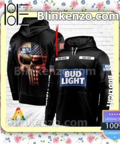 Bud Light Punisher Skull USA Flag Hoodie Shirt