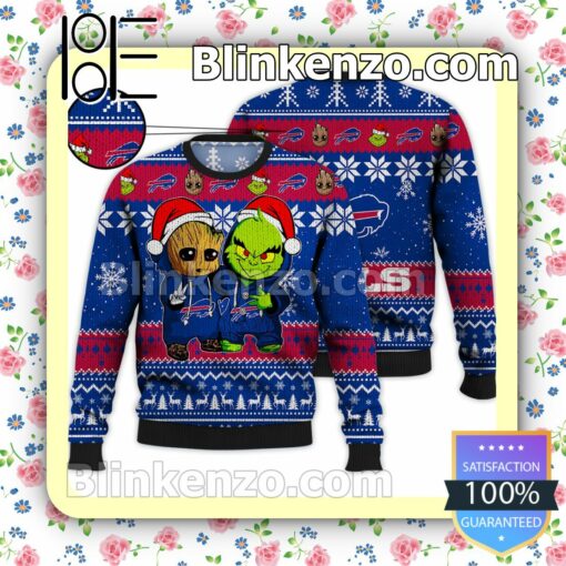 Buffalo Bills Baby Groot And Grinch Christmas NFL Sweatshirts