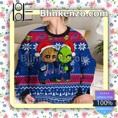 Buffalo Bills Baby Groot And Grinch Christmas NFL Sweatshirts b