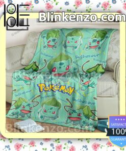 Bulbasaur Pokemon Pattern Quilted Blanket