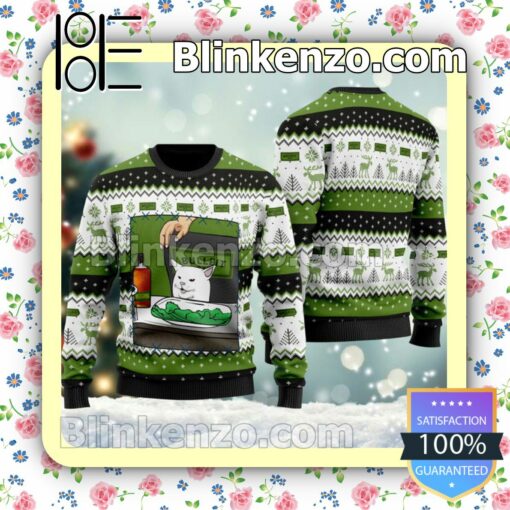 Bulleit Rye Whiskey Cat Meme Christmas Pullover Sweaters