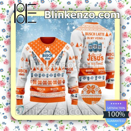 Busch Latte In My Veins Jesus In My Heart Christmas Pullover Sweaters