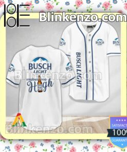 Busch Light Make Me High Short Sleeve Plain Button Down Baseball Jersey Team