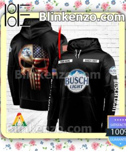 Busch Light Punisher Skull USA Flag Hoodie Shirt