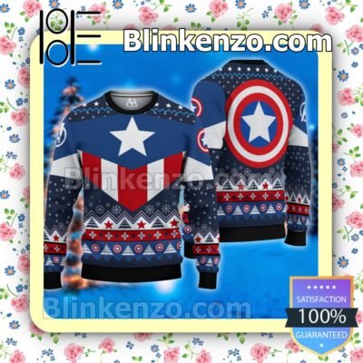 Captain America Navy Christmas Pullover Sweaters